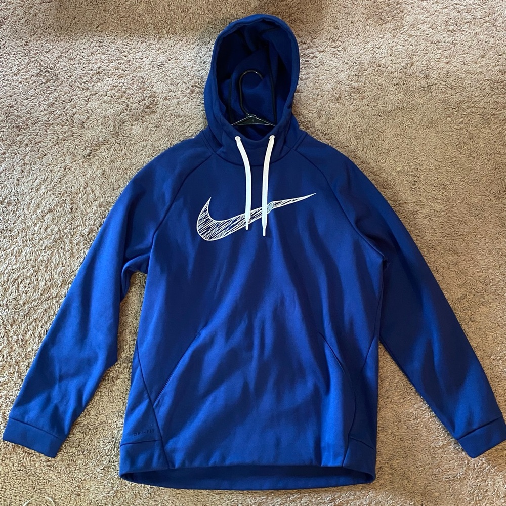 Nike DRI-Fit Training Hoodie Men’s Size Large 
Blue / White Logo